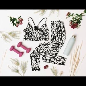 Safari/Zebra matching workout set (leggings and bra)
